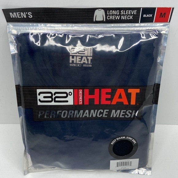 32 Degrees Heat Mens Black Lightweight Long Sleeve Crewneck Top Size Medium NWT - Picture 4 of 6